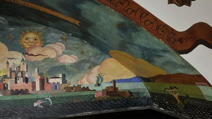 Uno de los murales de Lugrís en el antiguo restaurante Fornos. |