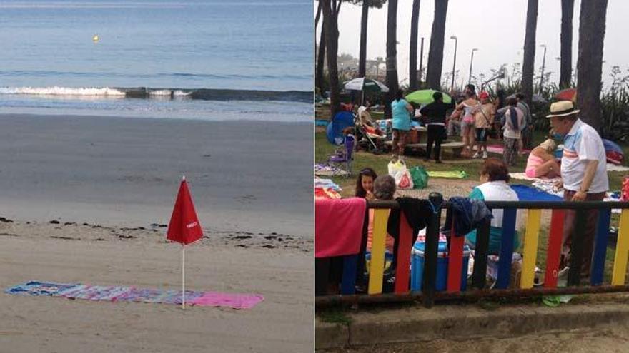 Las dos imágenes de la playa en un día de verano