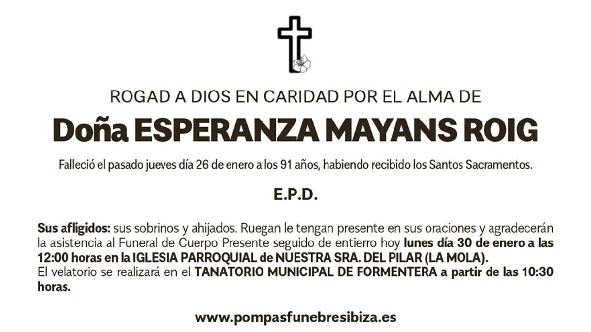 Esquela Esperanza Mayans Roig