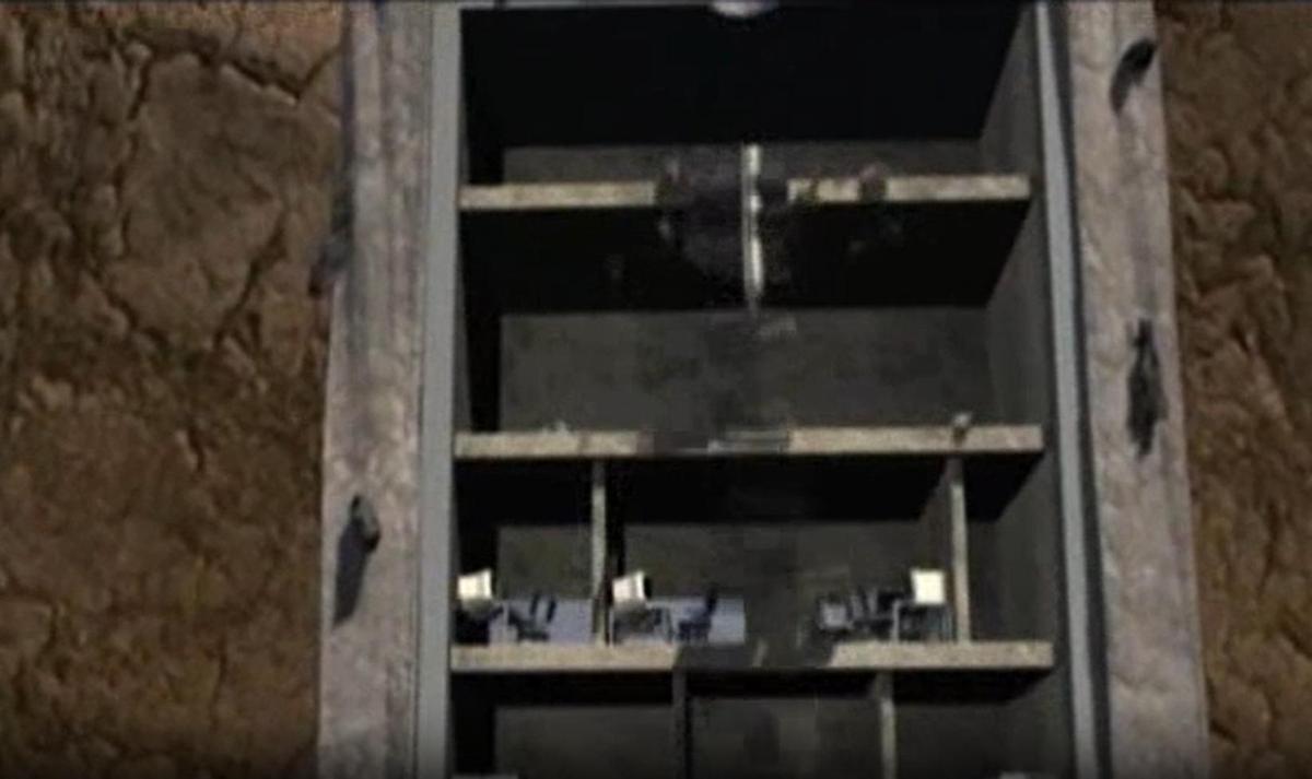 Una recreación de la penetración de la segunda carga explosiva del misil Taurus en un bunker subterráneo de varias plantas