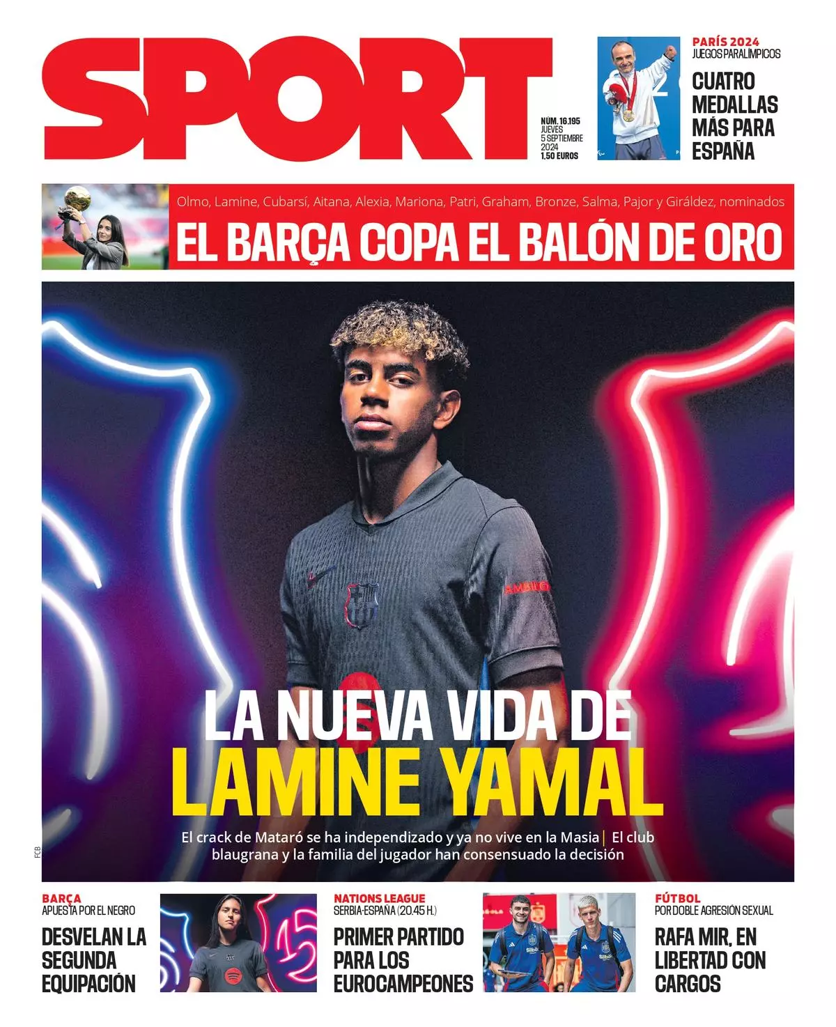 La portada SPORT de hoy, jueves 05 de septiembre de 2024