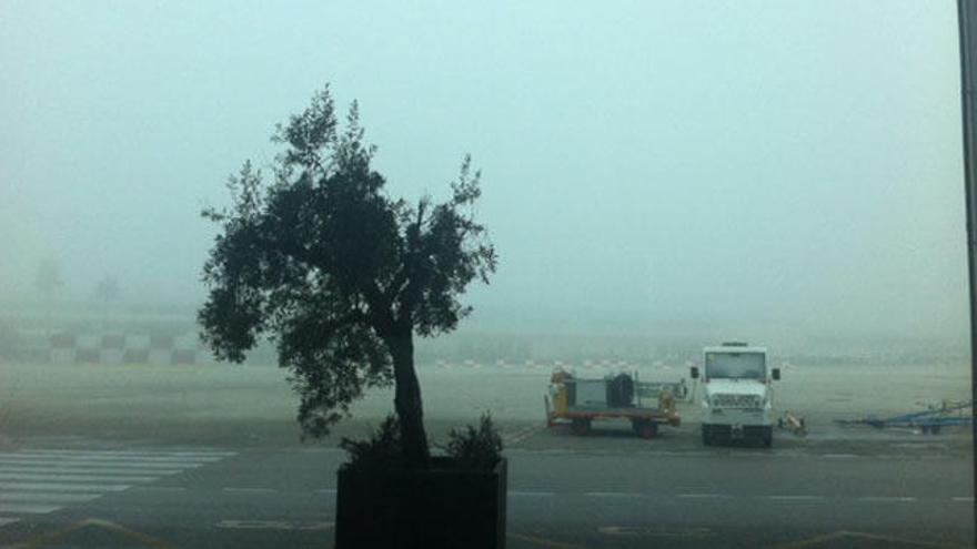Niebla en el aeropuerto de Palma esta mañana.
