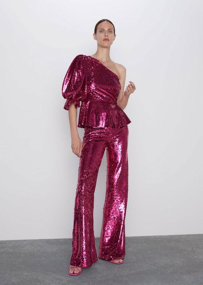 Conjunto de cuerpo asimétrico y pantalón
