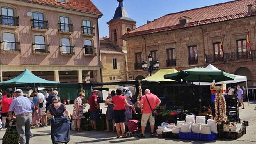 Mercadillo en la Plaza Mayor de Benavente.