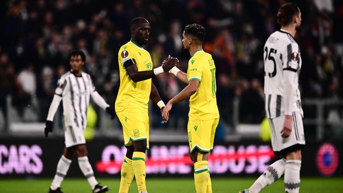Los jugadores del Nantes celebran el empate en el feudo de la 'Vecchia Signora'