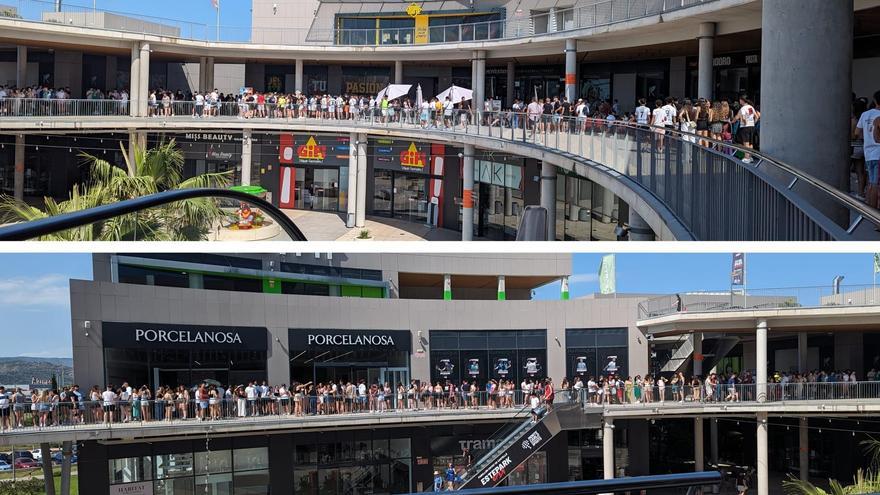 Imagen de las larguísimas colas de este viernes en Estepark