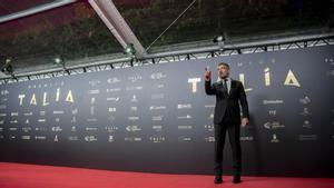 El actor y académico Antonio Banderas, este lunes en la alfombra roja de los Premios Talía de la Academia de las Artes Escénicas de España.