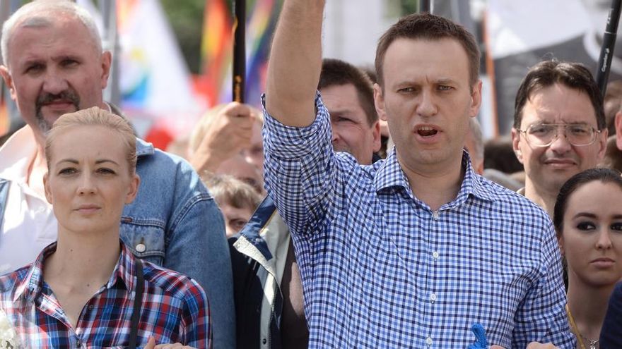 Alexei Navalni, durante una manifestación en Moscú