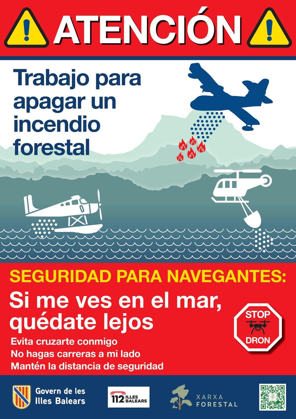 Cartel para anunciar la campaña para facilitar las maniobras de los aviones antiincendios
