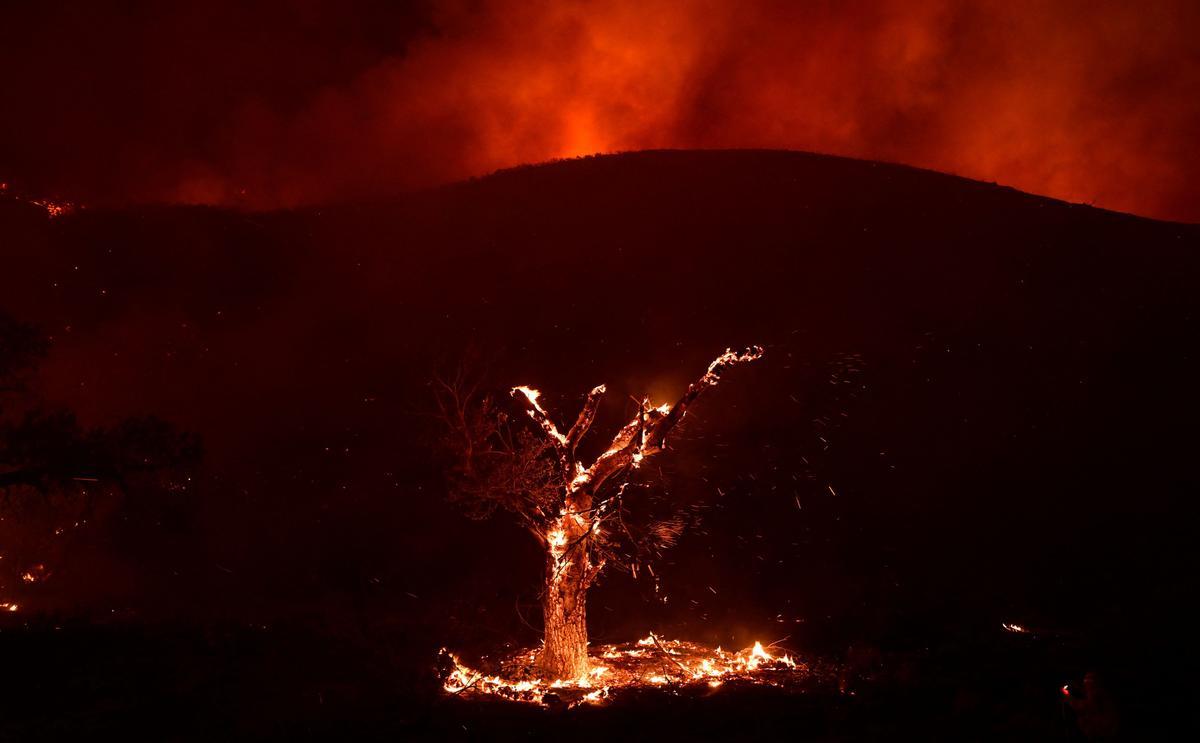 Lucha sin tregua contra el fuego en Hemet (California)