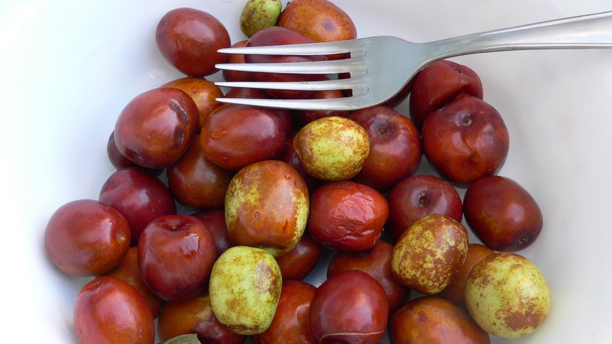 Richtig süß schmecken &quot;ginjols&quot; wenn ihre Haut braun und schrumpelig ist.