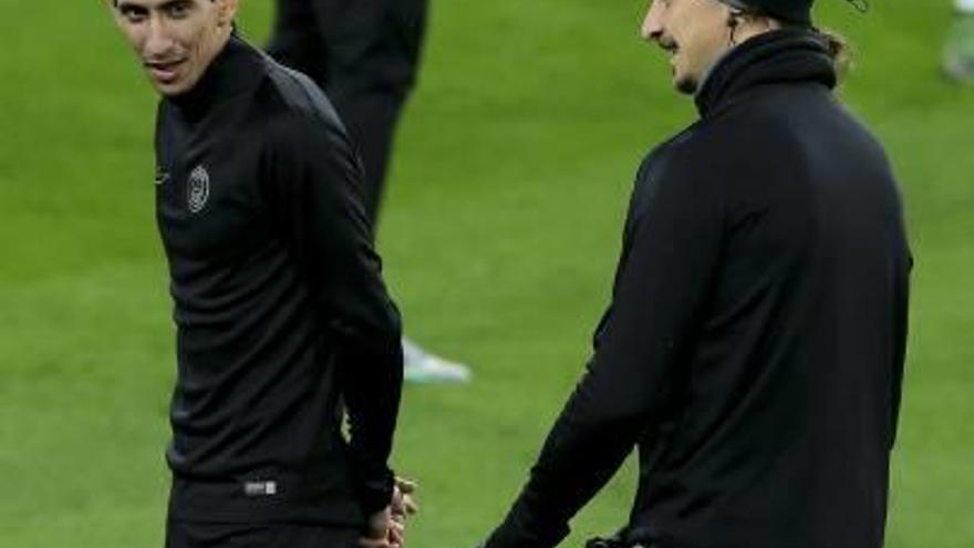 Di María e Ibrahimovic, ayer en el Santiago Bernabéu.