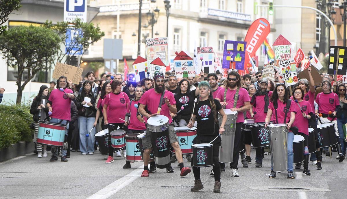 Manifestación en Vigo por el derecho a una vivienda hace un año.