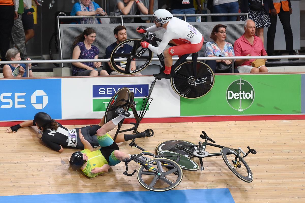 Matt Walls, en el momento del escalofriante accidente.