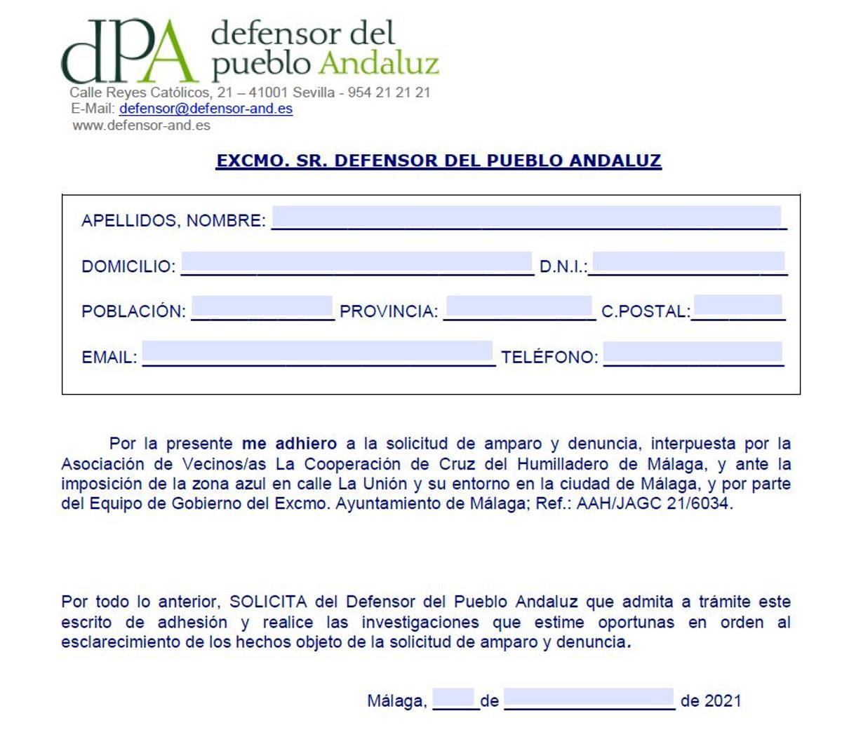 Escrito de adhesión a la solicitud de amparo y denuncia por el SARE en el barrio.