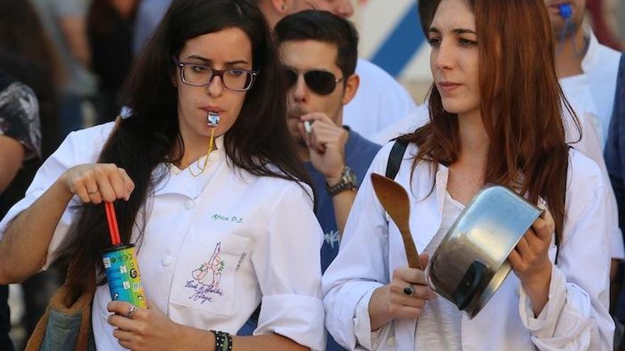 Alumnas de La Cónsula durante una reciente manifestación en el Centro.