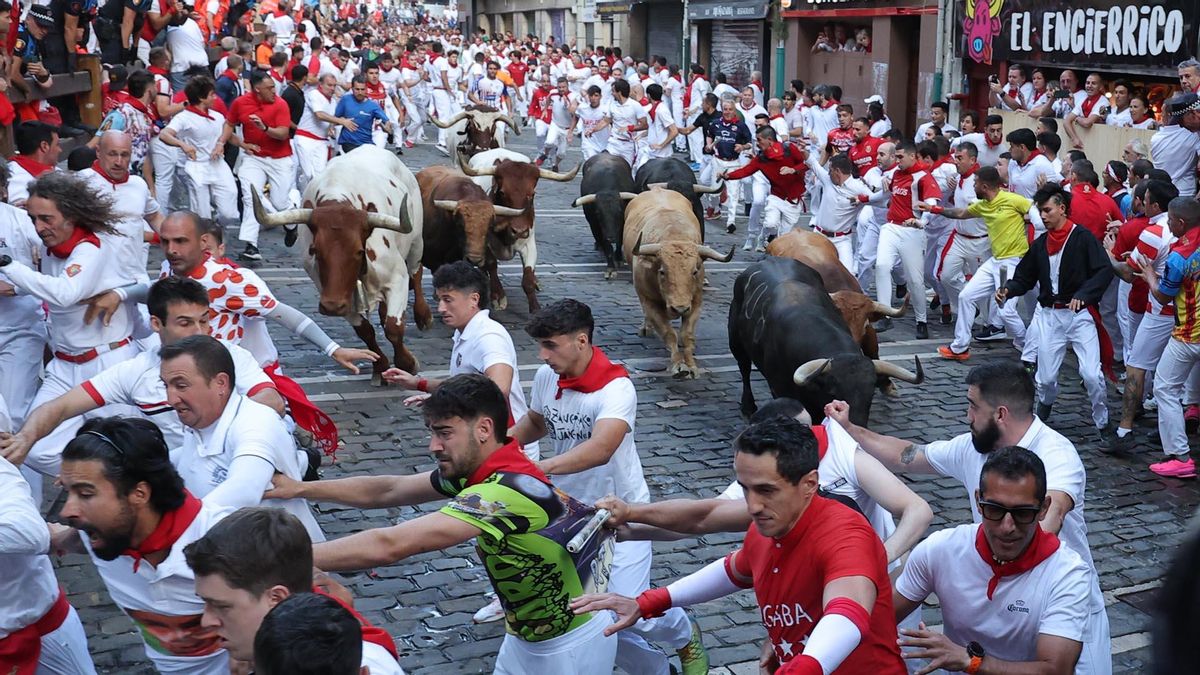 Quinto encierro de San Fermín con toros de Jandilla