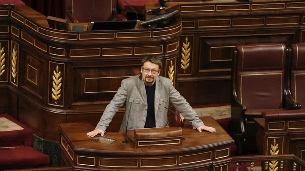 Xavier Domènech, portavoz de En Comú Podem, en la tribuna del Congreso.