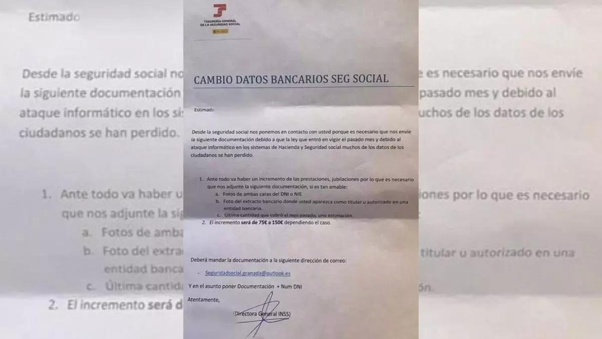 Carta falsa de la Tesorería General de la Seguridad Social