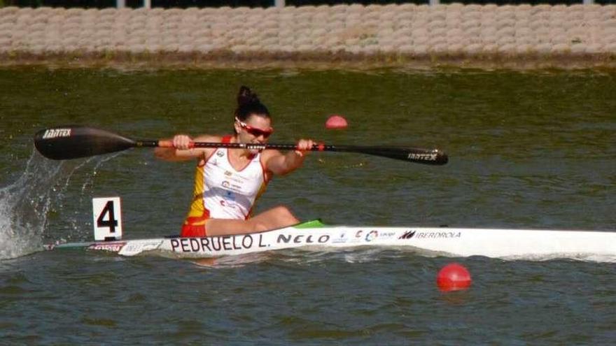 Laura Pedruelo, remando para clasificarse en la final del K-1 1.000 metros en Plovdiv.