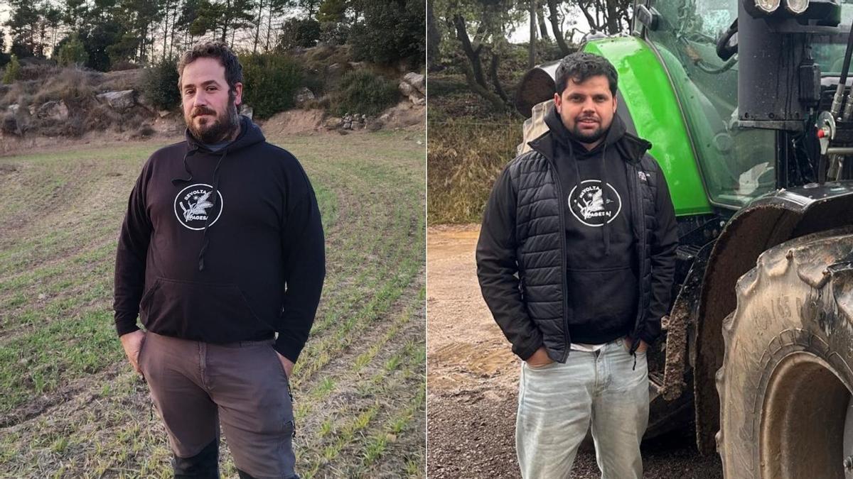 A l'esquerra, Marc Burillo, agricultor de Gaià; a la dreta, Eduard Lladó, agricultor i ramader de Puig-reig