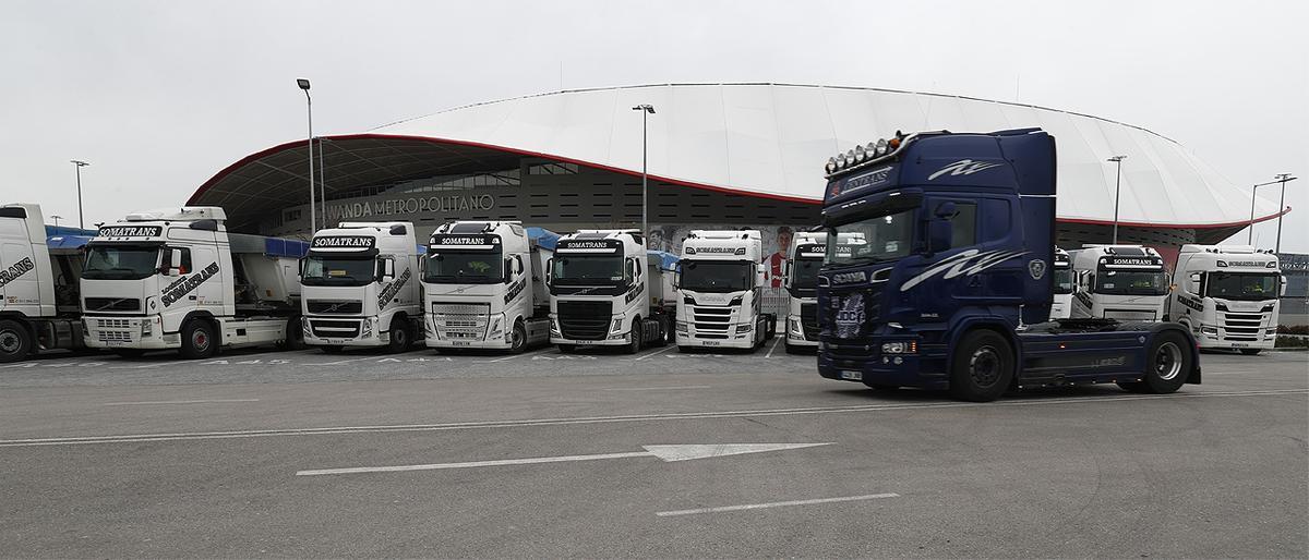 Camiones de transportistas durante los paros del pasado mes de marzo.