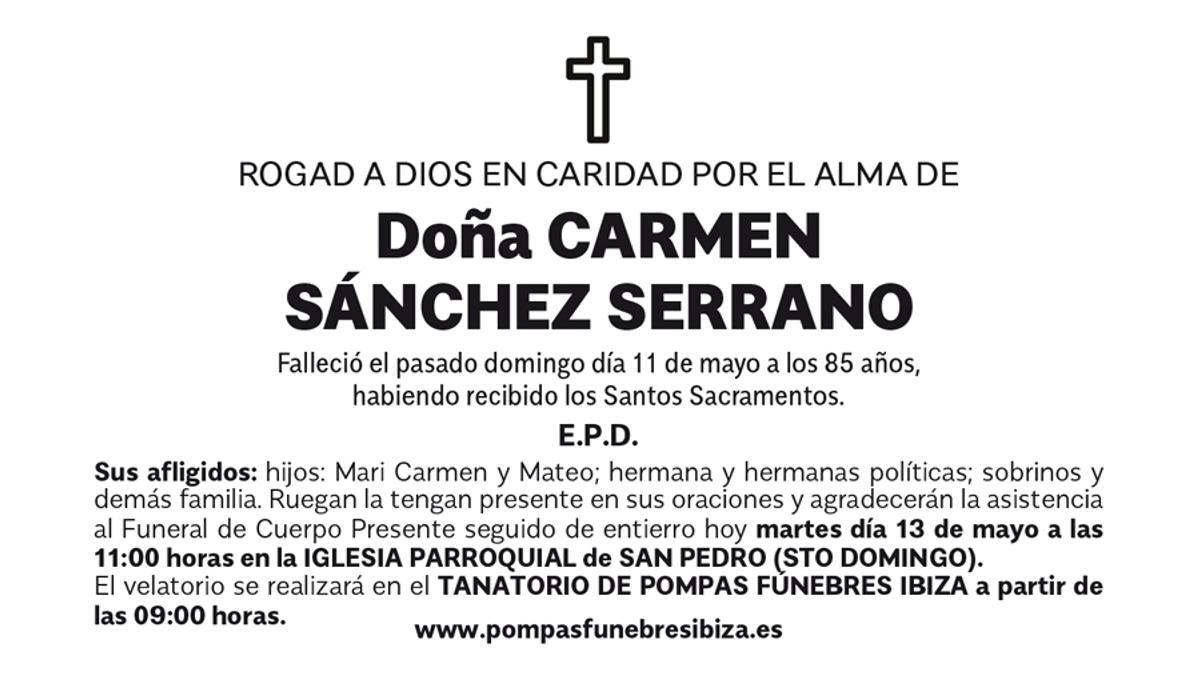 Esquela Carmen Sánchez Serrano