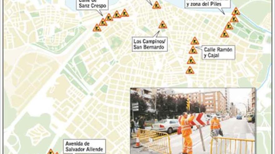 Las principales obras municipales obligan a desviar cada día más de 40.000 vehículos