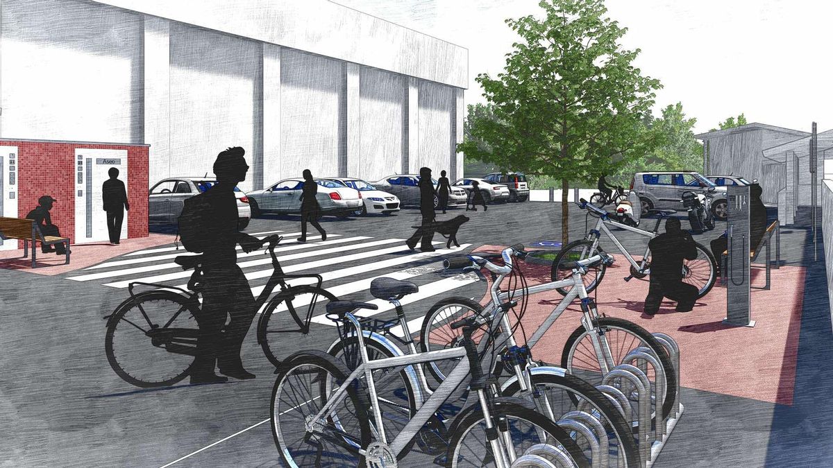 Recreaxción de cómo quedará la zona del aparcamiento de bicicletas.