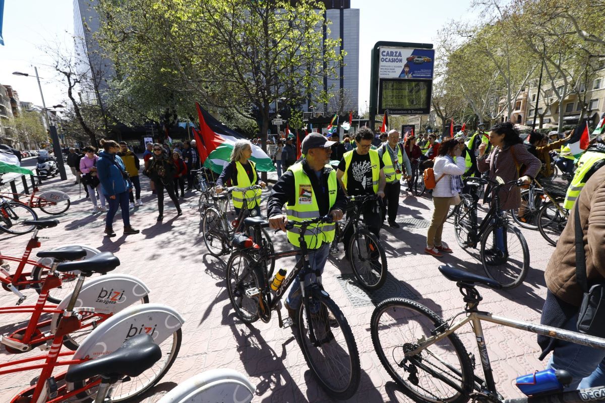 &#039;En Marcha!&#039;: bicicletada en Zaragoza en favor de Palestina