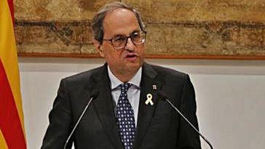 Torra, ahir durant la declaració institucional contra el processament