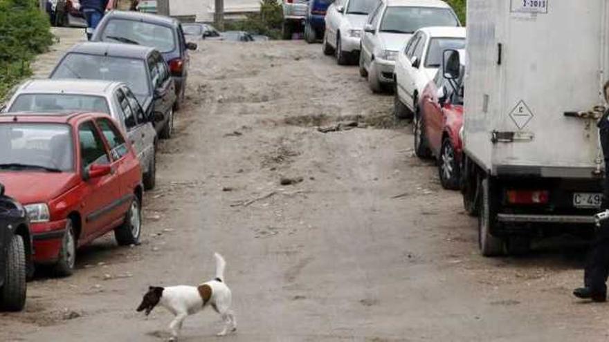 El camino de tierra con socavones por el que se accede a Canadelo Bajo desde Serafín Avendaño. // M.G.B.