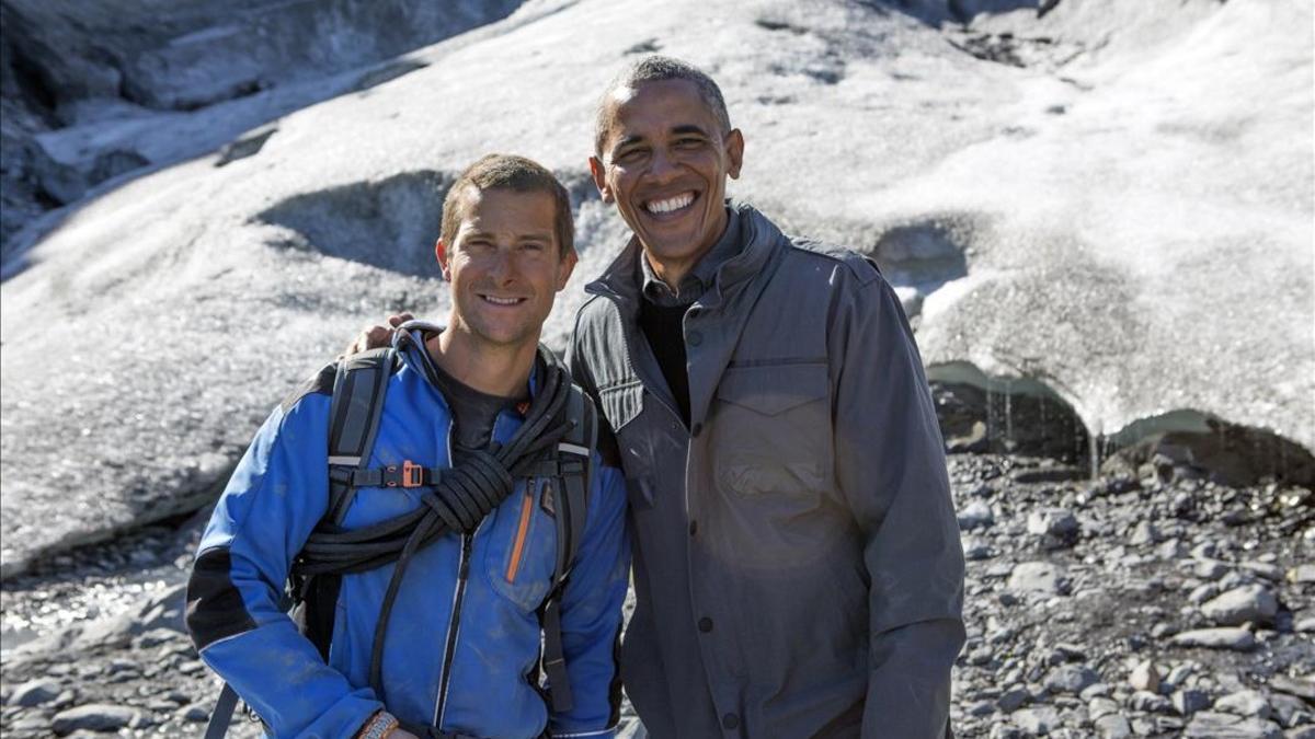 'famosos en peligro'  con Bear Grylls  y  Obama