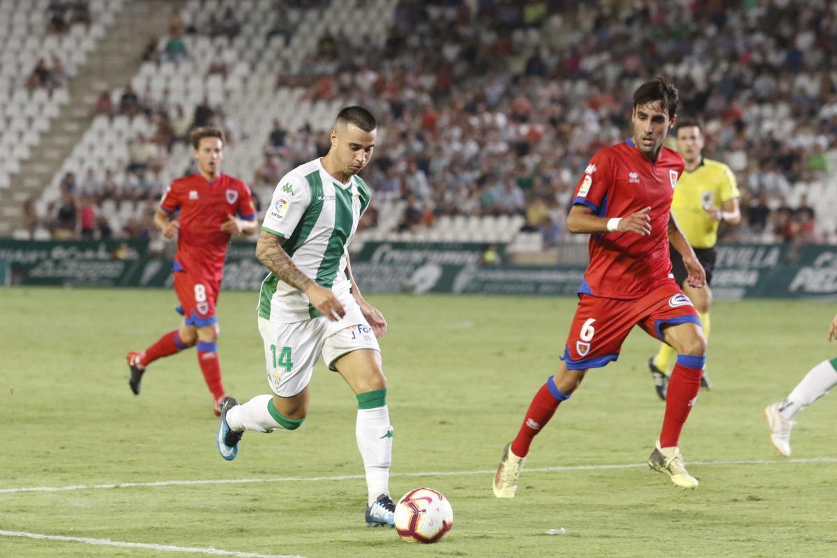 Jaime Romero, en aquel empate en El Arcángel ante el Numancia, en la 2018-19.