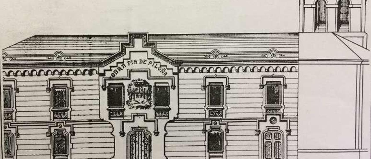 Proyecto de Álvarez para la fachada principal del edificio de la Obra Pía.