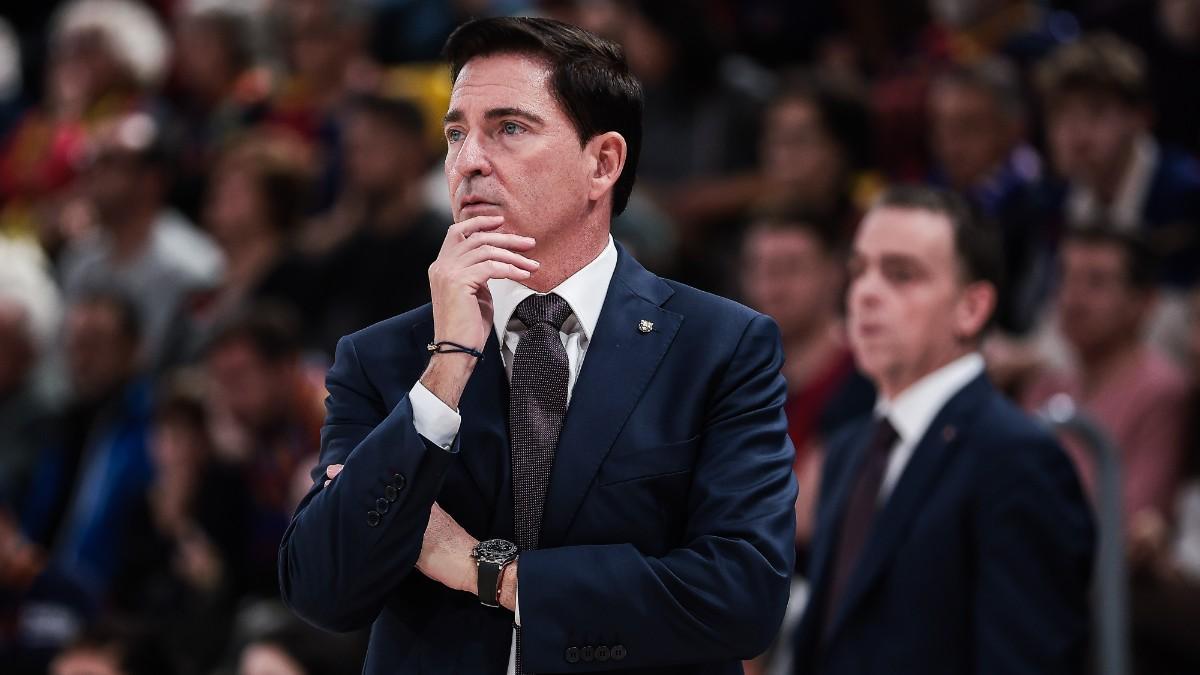 Xavi Pascual, durante un partido del Barça en el Palau Blaugrana