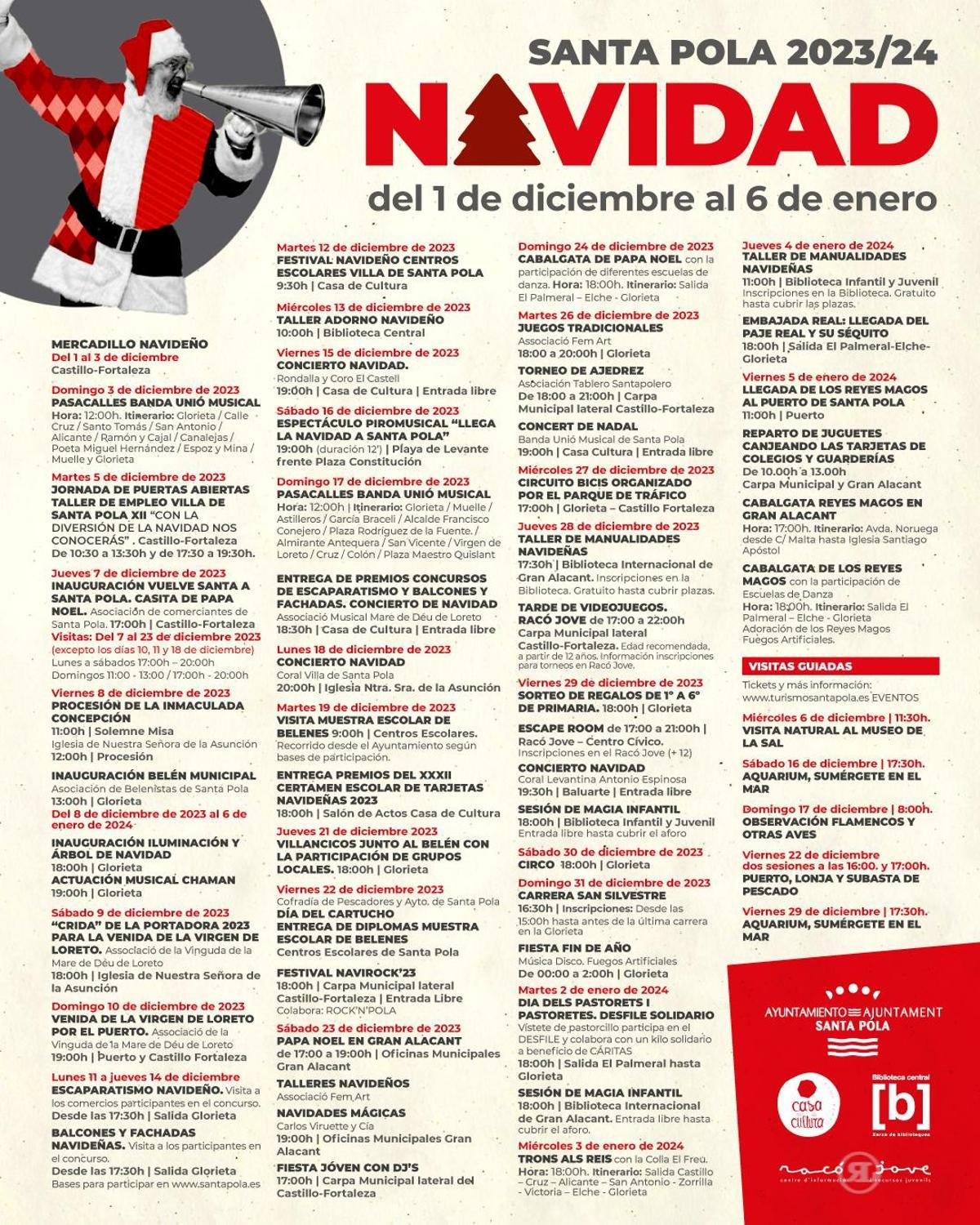 El programa de Navidad de las Fiestas de Santa Pola