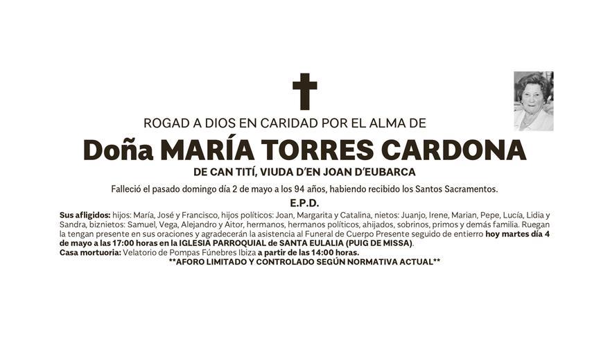 Esquela María Torres Cardona