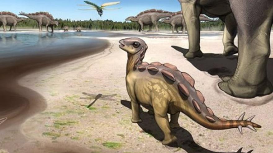 Una recreación del tipo de dinosaurio que puedo dejar la huella hallada en China.