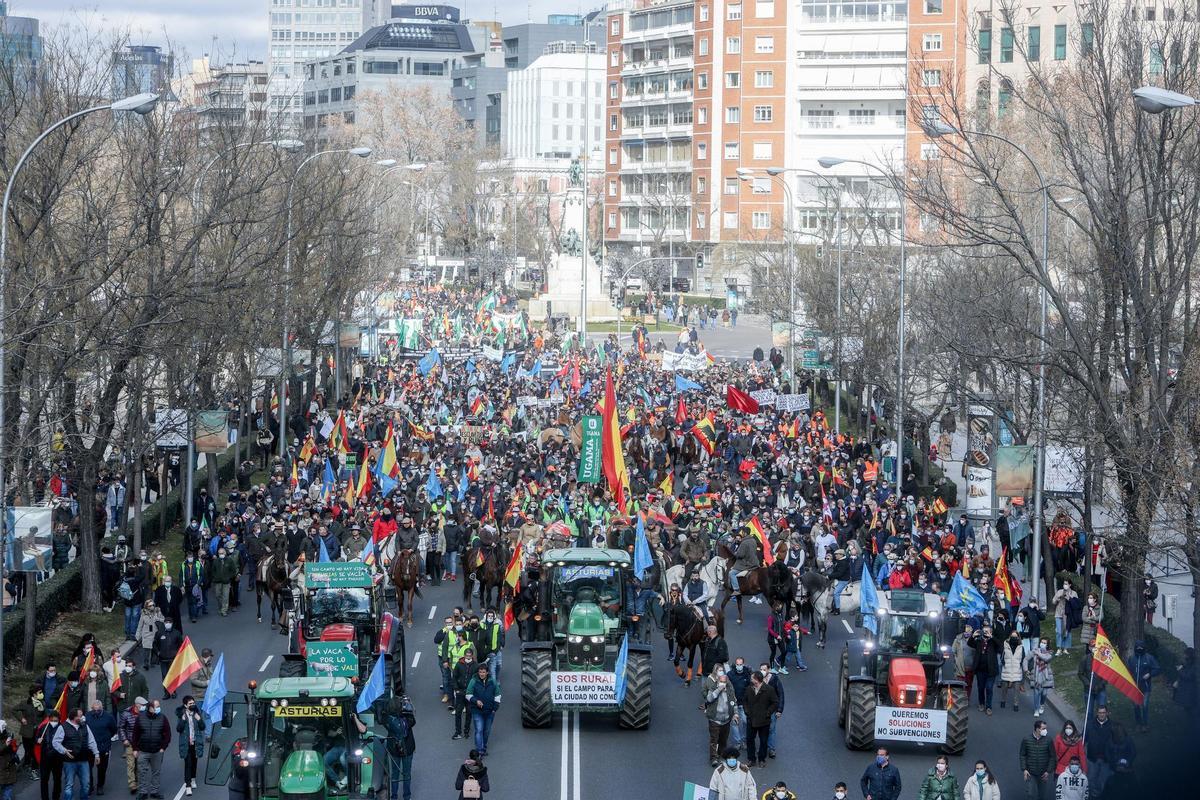 Una imagen de la protesta del mundo rural en Madrid.