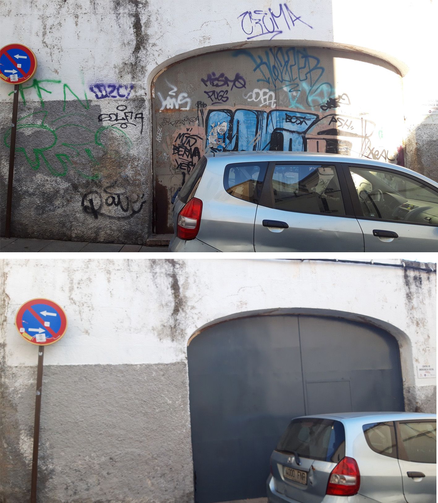 Entorno de Santo Domingo. La eliminación de graffitis cambia completamente la imagen de esta zona.