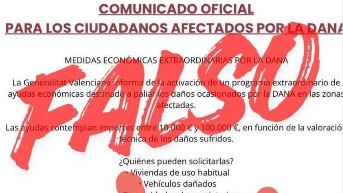 El bulo de nuevas ayudas por la dana del 29-O que circula por las redes