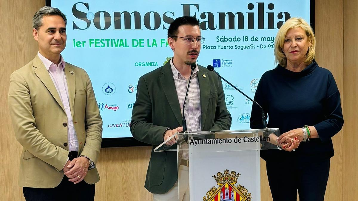 Ortolá, Vidal y Adsuara, este miércoles, en la presentación del I Festival de la Familia.