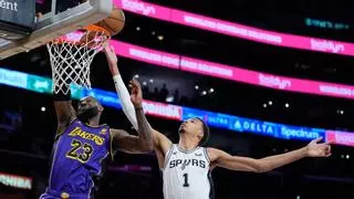 Los Lakers cantan victoria pese al histórico nuevo récord de Wembanyama