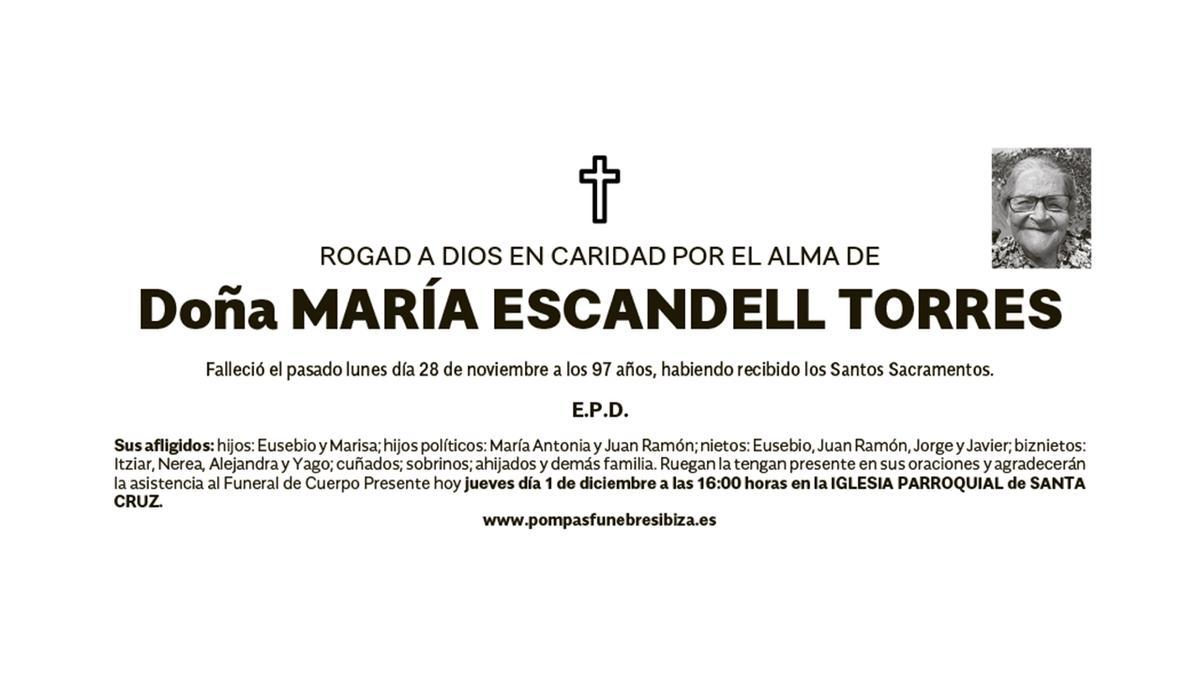 Esquela María Escandell Torres