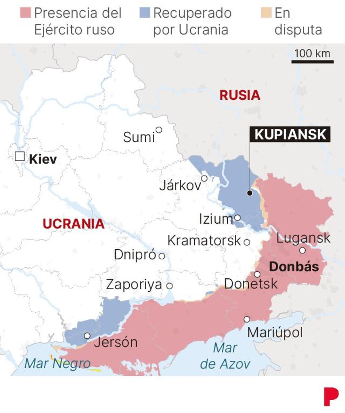 Zonas ocupadas por Rusia en Ucrania.