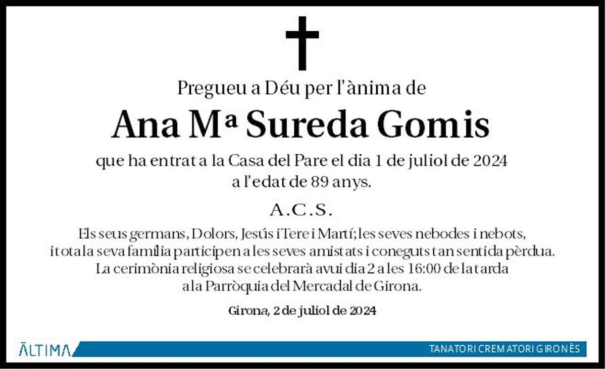 Ana Mª Sureda Gomis.