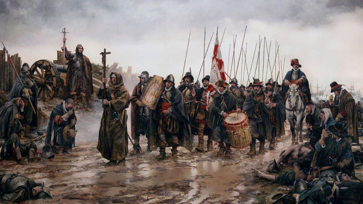 La historia que vincula a Zamora con la Inmaculada Concepción y el Milagro de Empel. En la imagen, recreación de Augusto Ferrer Dalmau sobre la hazaña del Tercio de Zamora en Holanda.