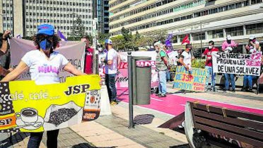 Protesta del personal de JSP, antes del concurso de acreedores.