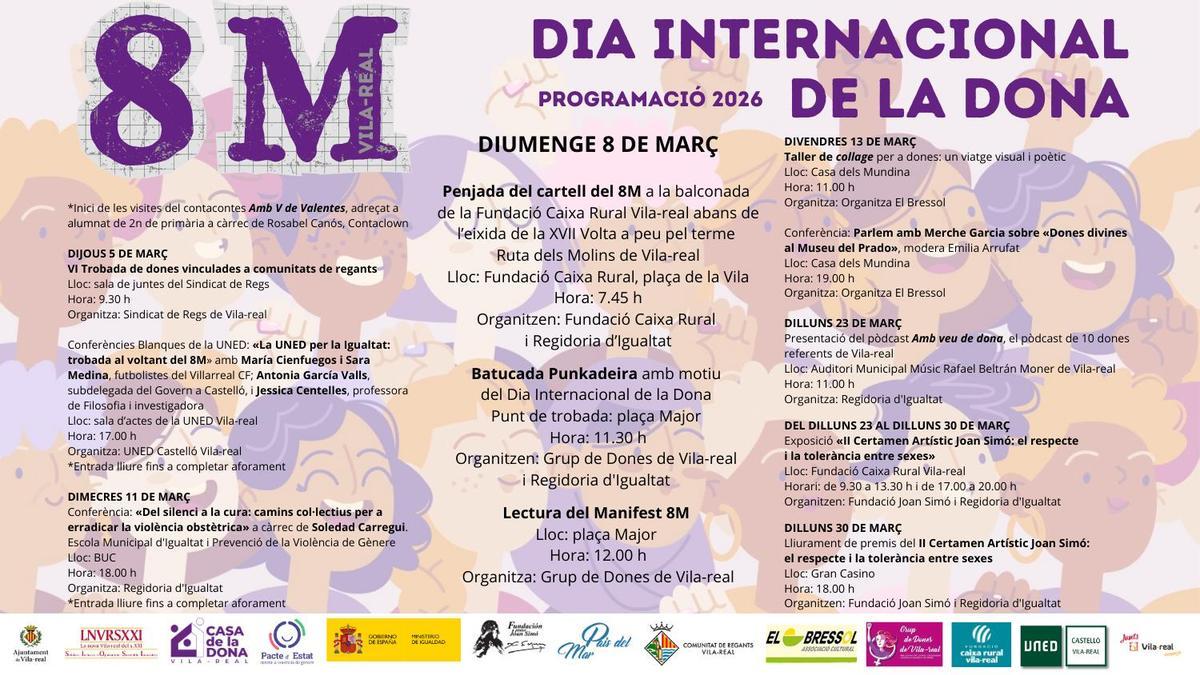 Aquesta és la programació preparada per Vila-real per a commemorar el Dia Internacional de la Dona.